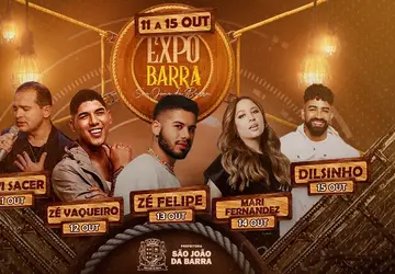 Definidas as atrações musicais nacionais da ExpoBarra